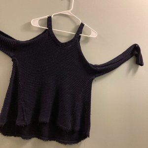 sexy navy blue crop top with long sleeves